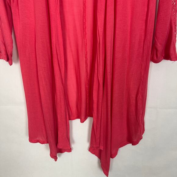 French Laundry Open Front Crochet Pink Cardigan Size L - Picture 4 of 11